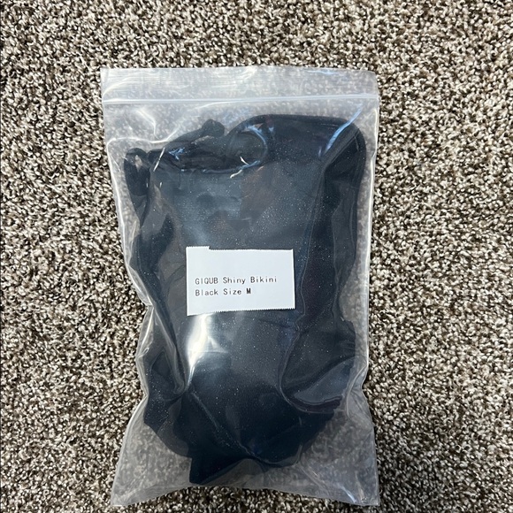 NWT Women's Black Shiny Bikini Set Size Medium - Picture 5 of 5